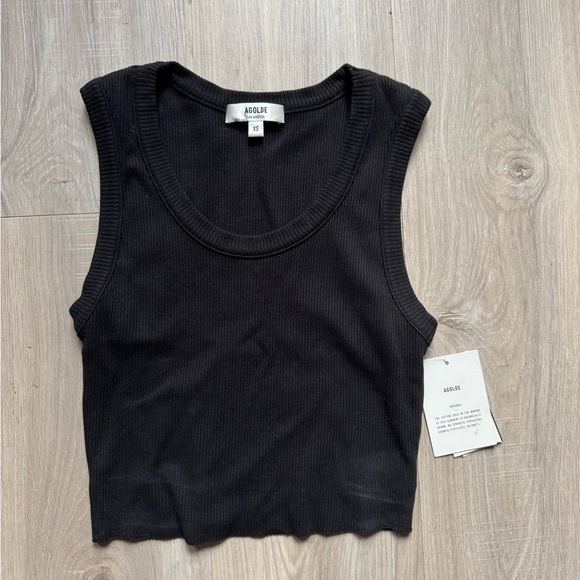 Agolde Tops - Agolde Black Fitted Crop Tank Top